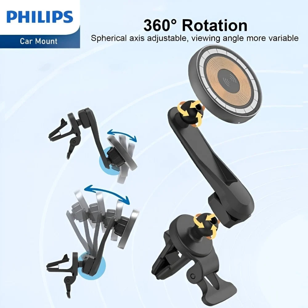 Philips Qi 15W Magnetic Wireless Charging Car and Desk Mount (DLK3539Q)