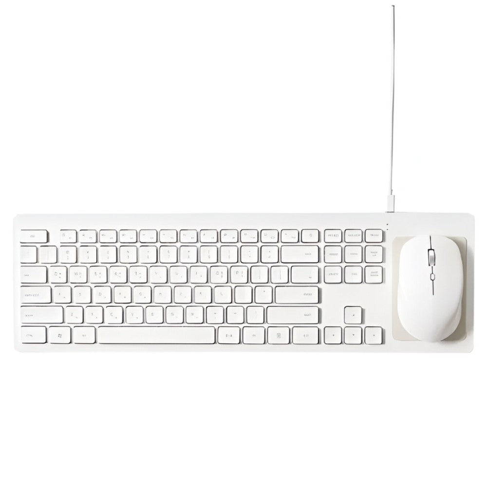 Pout Hands 5 Combo Wireless Keyboard with Qi Charging Pad & Mouse - White
