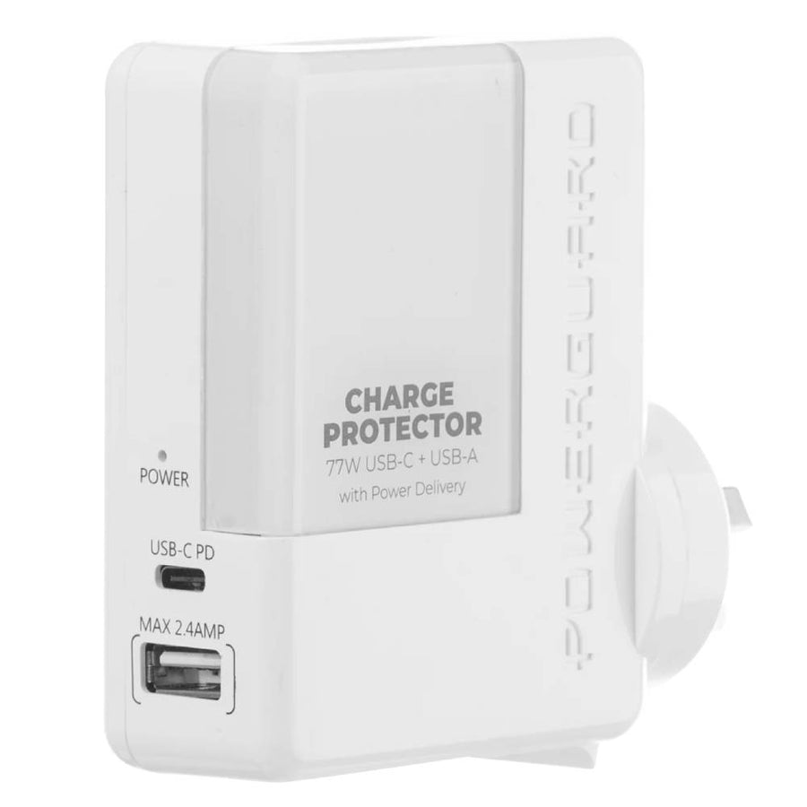 Powerguard Charge Protector 77W USB-C + USB-A (White)