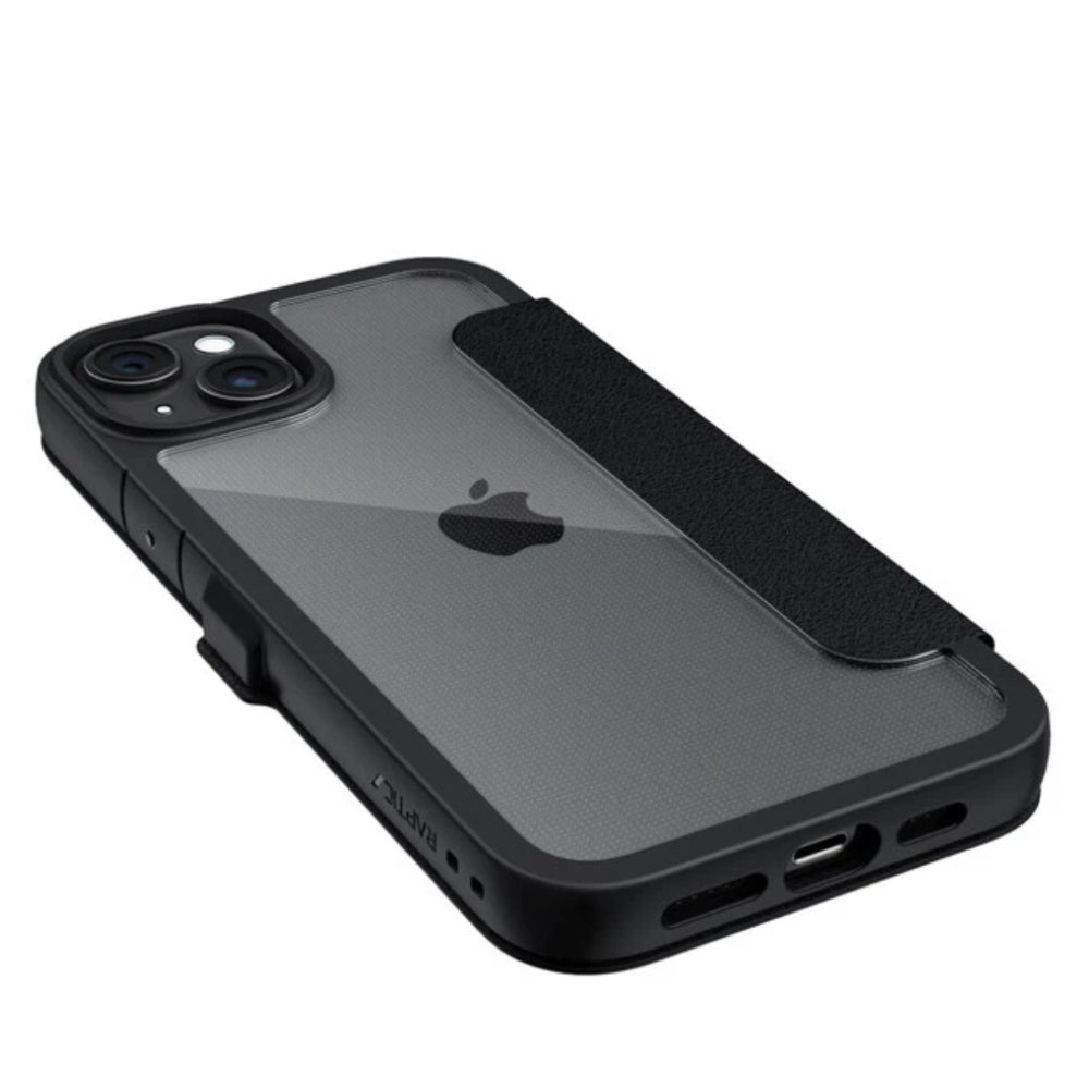 Raptic Urban Folio Wallet Case For iPhone 15 Plus - Black