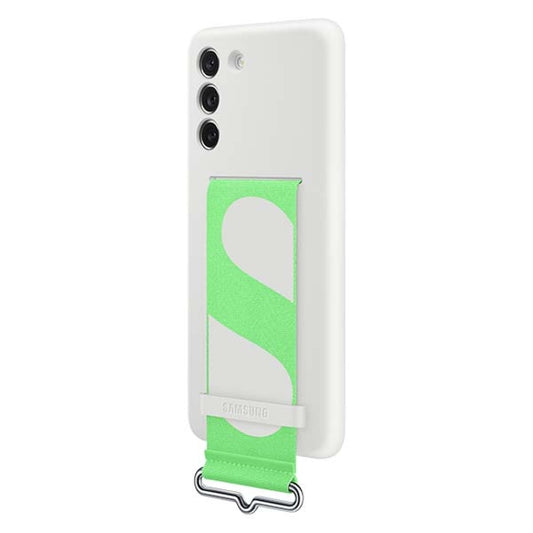 Samsung Silicone Cover with Strap For Galaxy S21 FE - White
