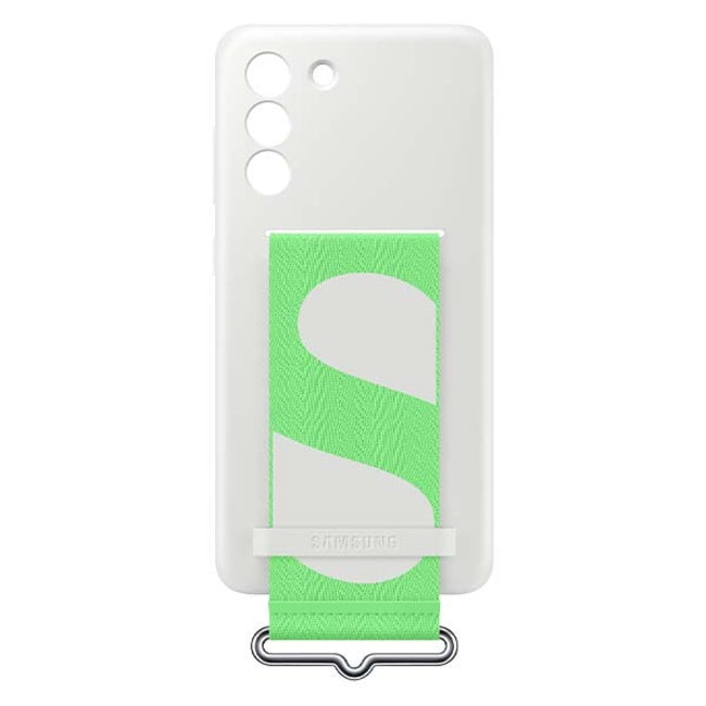 Samsung Silicone Cover with Strap For Galaxy S21 FE - White