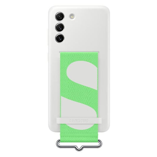 Samsung Silicone Cover with Strap For Galaxy S21 FE - White
