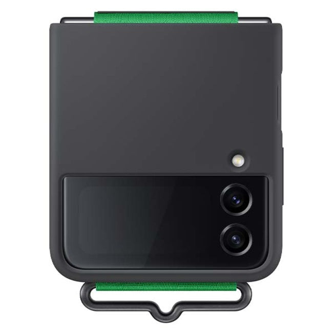 Samsung Silicone Cover with Strap For Galaxy Z Flip4 - Black