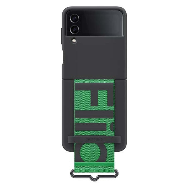 Samsung Silicone Cover with Strap For Galaxy Z Flip4 - Black