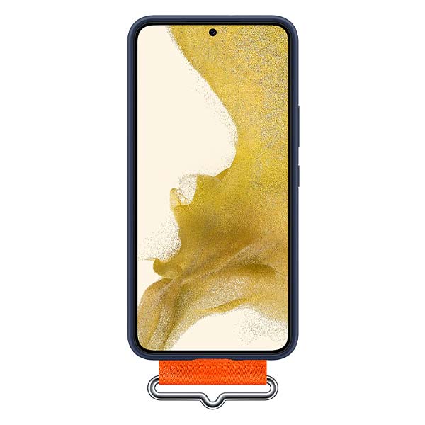 Samsung Silicone Cover with Strap For Galaxy S22 - Navy