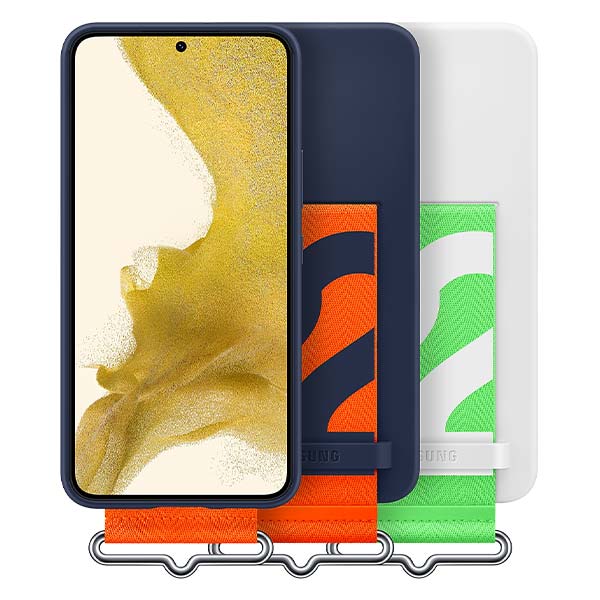 Samsung Silicone Cover with Strap For Galaxy S22 - Navy