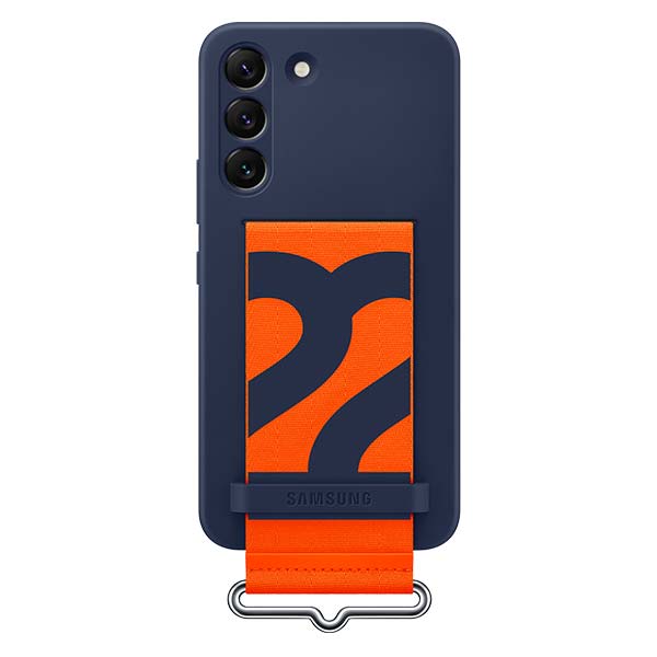 Samsung Silicone Cover with Strap For Galaxy S22 - Navy