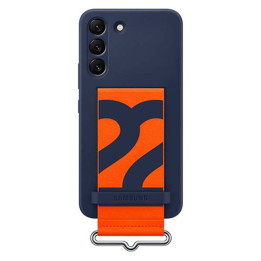 Samsung Silicone Cover with Strap For Galaxy S22 - Navy