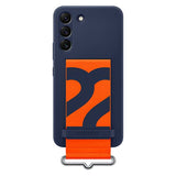 Samsung Silicone Cover with Strap For Galaxy S22 - Navy