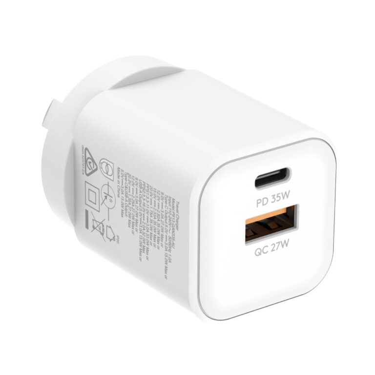 Soka Fast Wall Charger Gan3 35W USB-C PD + USB-A QC27W (Max 15W) – White