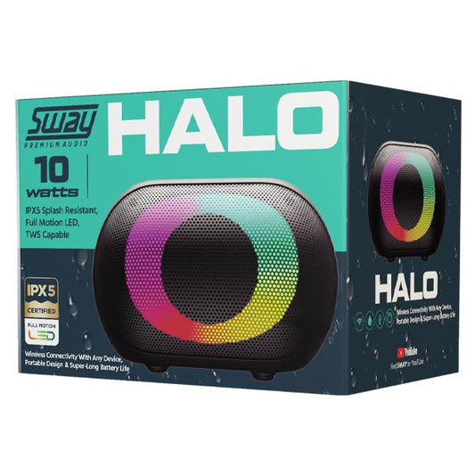 Sway Halo LED IPX5 Splash Resistant 10W Bluetooth Speaker – Black