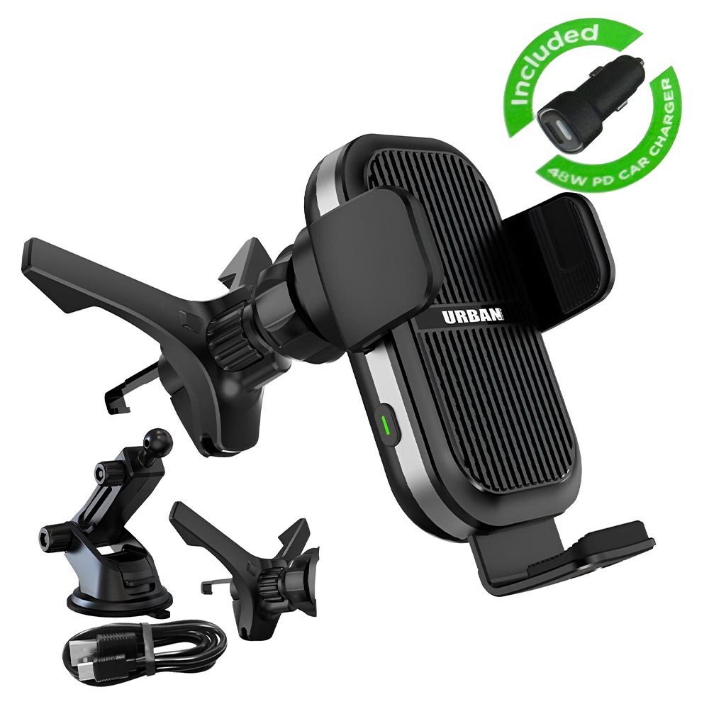 Urban Auto 15 Pro 48W Wireless Car Phone Holder Charger with Cooling Fan