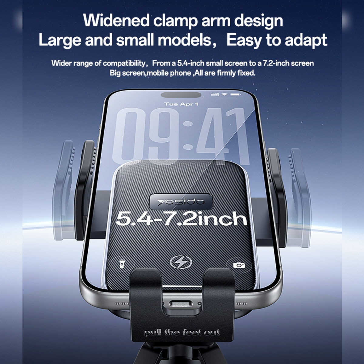 YESIDO 15W Qi WIRELESS HOLDER Wireless Charger Car Air Vent Clip-on Phone Holder (Black) (C318)