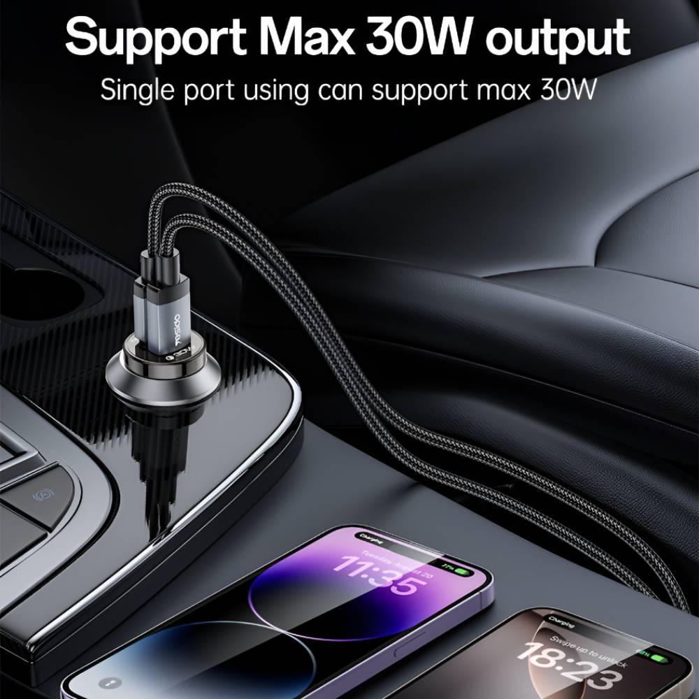 YESIDO SUPER FAST PD30W USB-A + USB-C Dual Port Fast Charge With 1M USB-C 60W Cable (Black) (Y72)