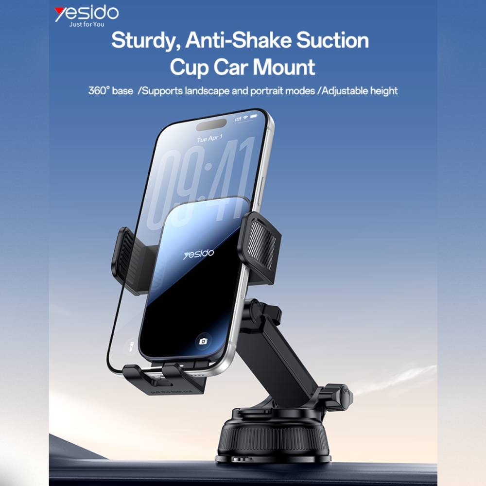 YESIDO GLASS HOLDER Sturdy And Stable Suitable For Dashboard And Windshield (Black) (C279)