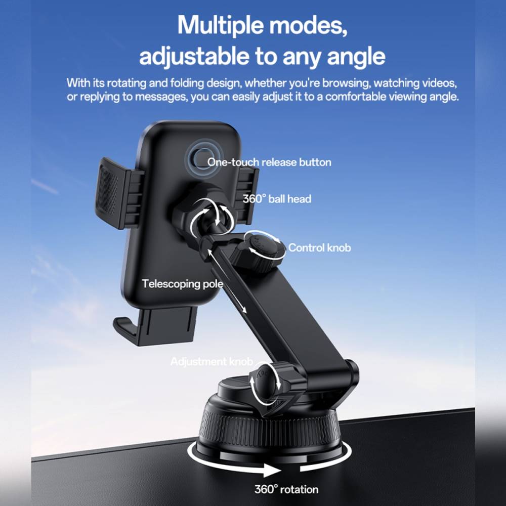 YESIDO GLASS HOLDER Sturdy And Stable Suitable For Dashboard And Windshield (Black) (C279)