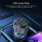 YESIDO 60W Dual USB-C PD Super Fast Charging USB-A 3.0 Car Charger Aluminum Alloy (Black) (Y50)
