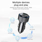 YESIDO 60W Dual USB-C PD Super Fast Charging USB-A 3.0 Car Charger Aluminum Alloy (Black) (Y50)