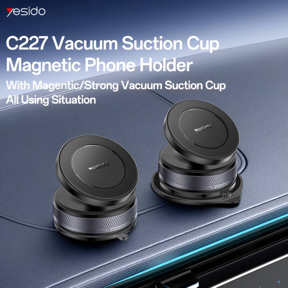 YESIDO VACUUM MAGNET 360 Rotating Vacuum Cup Phone Holder (Black) (C227)
