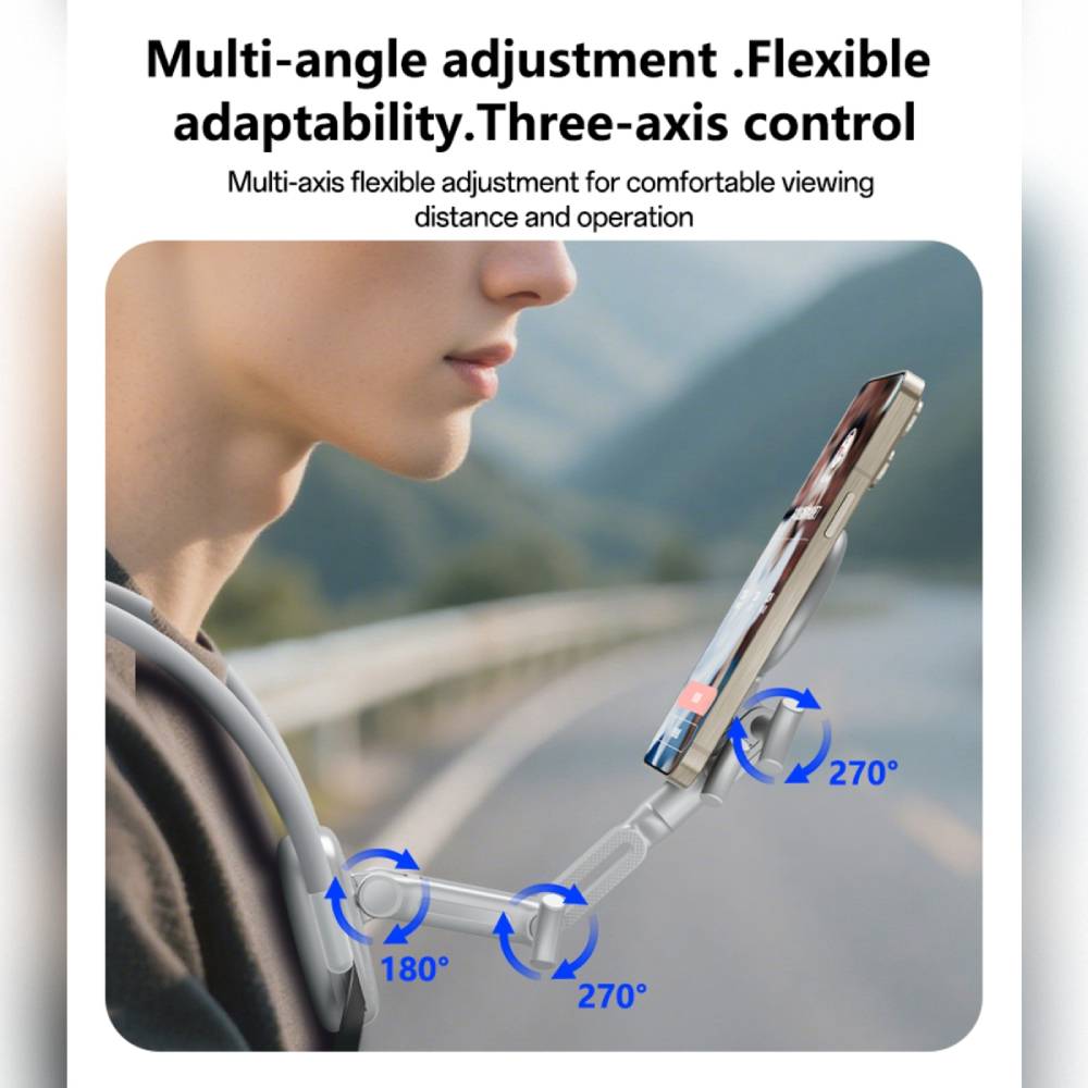 YESIDO MAGNETIC NECK MOUNT Action Cameras & Phones Neck Holder For POV/ Vlog Selfie Recording (Grey) (C332)