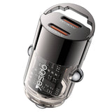 YESIDO SUPER FAST Dual USB-C PD30W Mini Zinc Alloy Car Charger (Black) (Y69)