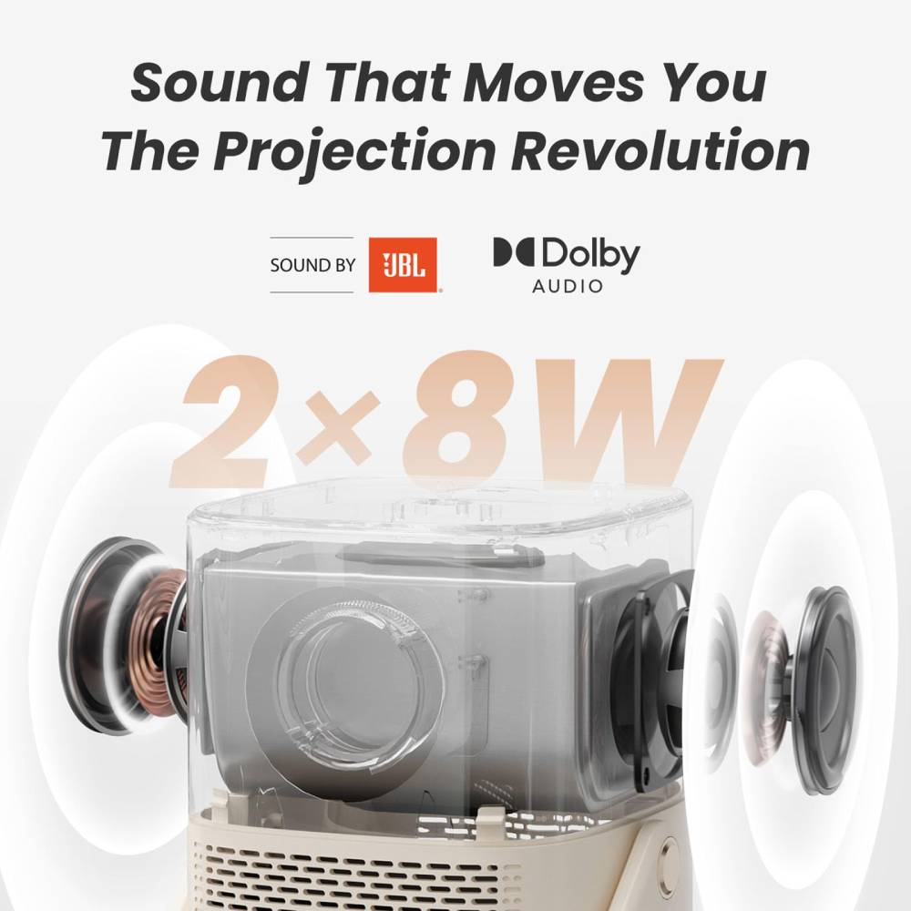 Yaber T2 Portable Projector – Native 1080P FHD, JBL Sound, Built-in Battery