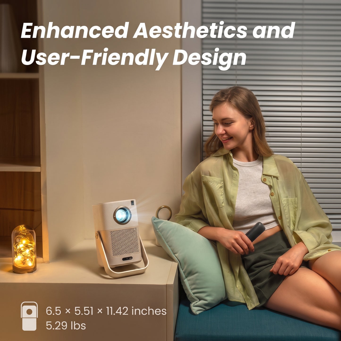 Yaber T2 Portable Projector – Native 1080P FHD, JBL Sound, Built-in Battery