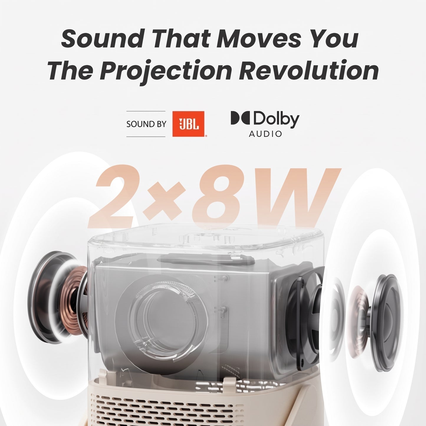 Yaber T2 Portable Projector – Native 1080P FHD, JBL Sound, Built-in Battery