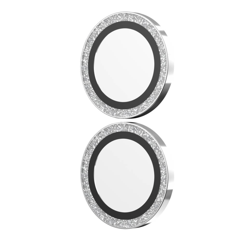 ZAGG Luxury Camera Rings Silver Glitter For iPhone 16/ 16 Plus - Silver