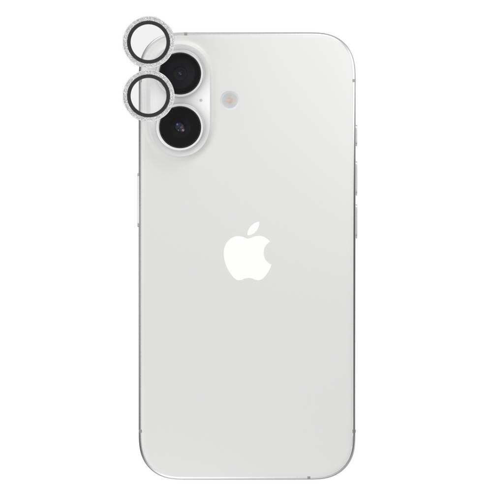 ZAGG Luxury Camera Rings Silver Glitter For iPhone 16/ 16 Plus - Silver