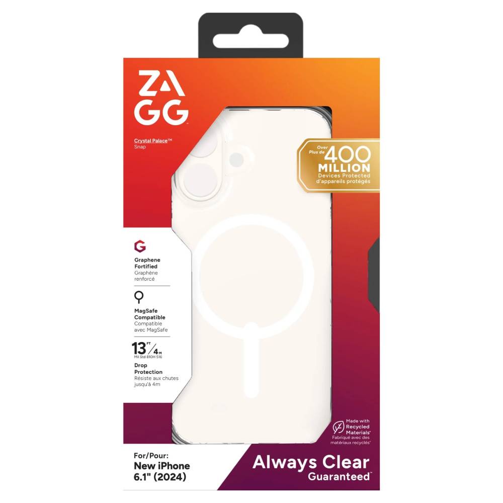 ZAGG Crystal Palace Lite Snap MagSafe Case For iPhone 16 - Clear