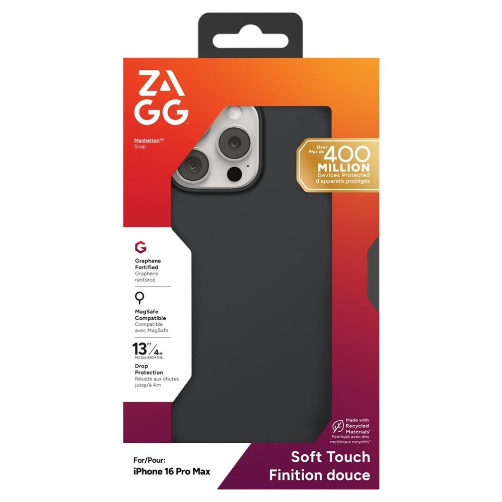 ZAGG Manhattan Snap MagSafe Case For iPhone 16 Pro Max - Black