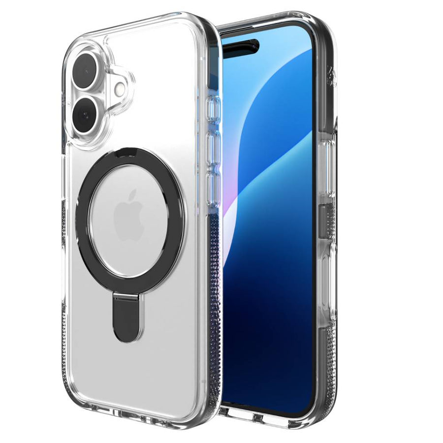 ZAGG Santa Cruz Snap Ring Stand Case For iPhone 16 Plus - Clear