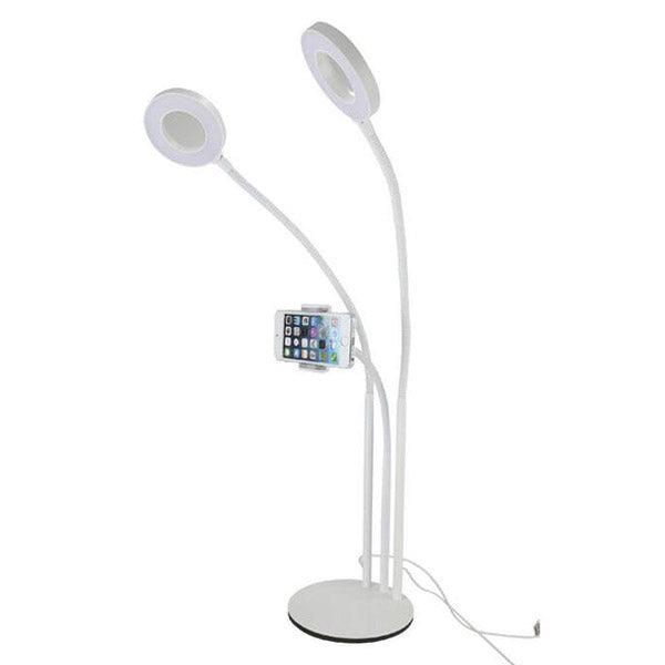 Vivitar 3 In 1 Desktop Stand with 2 Ring Lights with Phone Cradle - White image 1