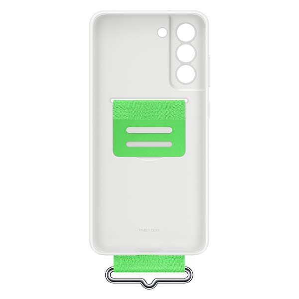 Samsung Silicone Cover with Strap For Galaxy S21 FE - White image 4