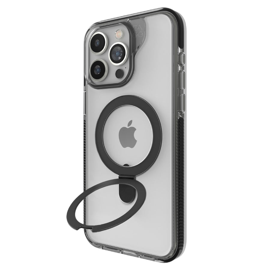 ZAGG Santa Cruz Snap Ring Stand MagSafe Case For iPhone 15 Pro Max - Black