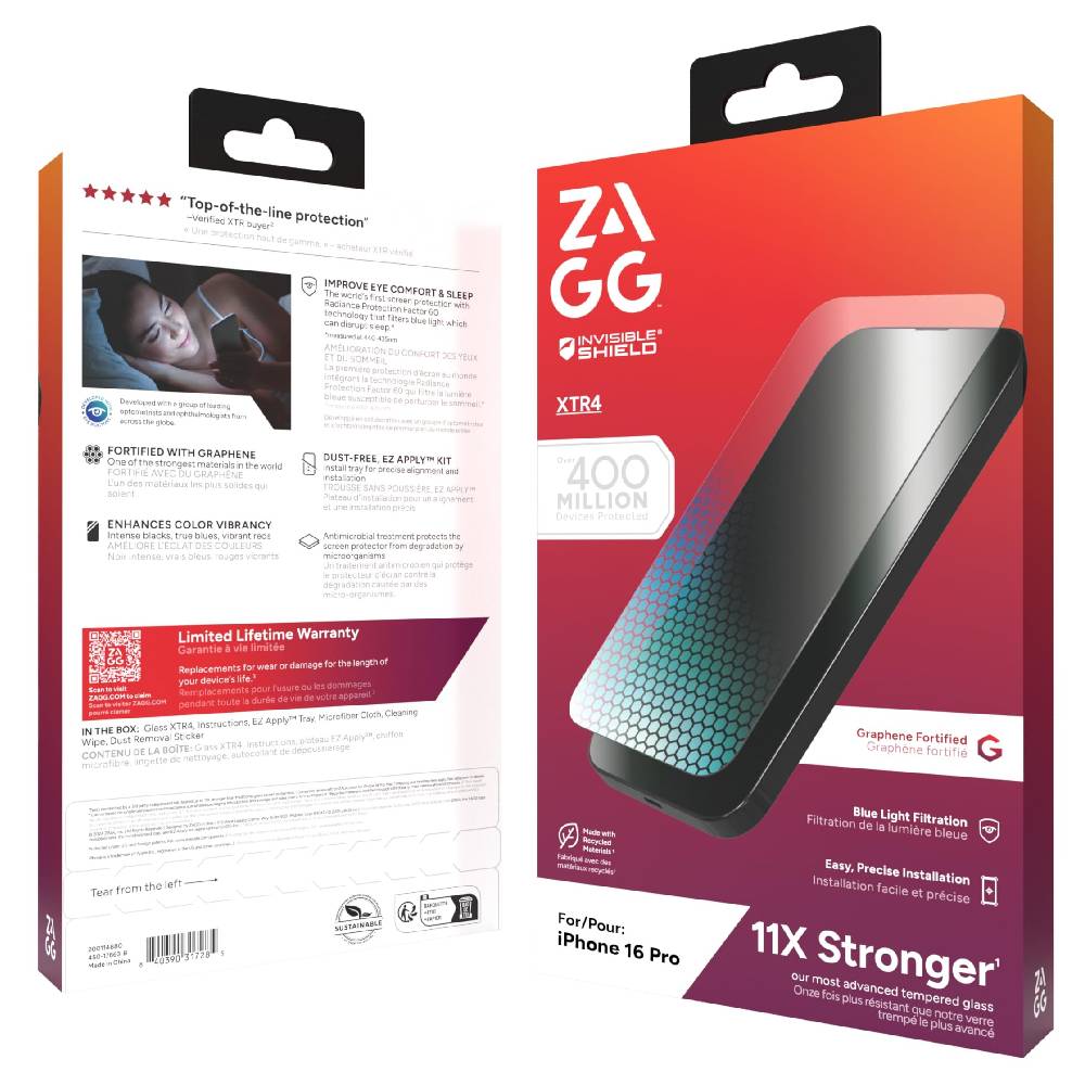 ZAGG Glass XTR4 Blue Light Screen Protector For iPhone 16 Pro image 2