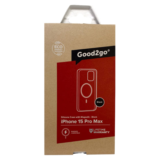 Good 2 Go Silicone Liquid MagSafe Case For iPhone 15 Pro Max - Black