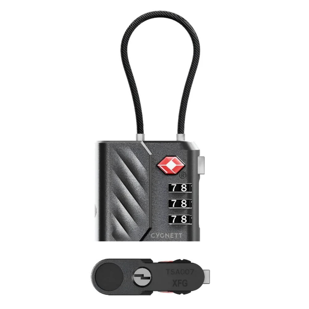 Cygnett Voyager Bluetooth TravelTag TSA Lock with USB-C Recharging – Black